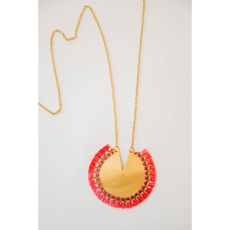 Seize The Day Pendant Necklace Hot Pink