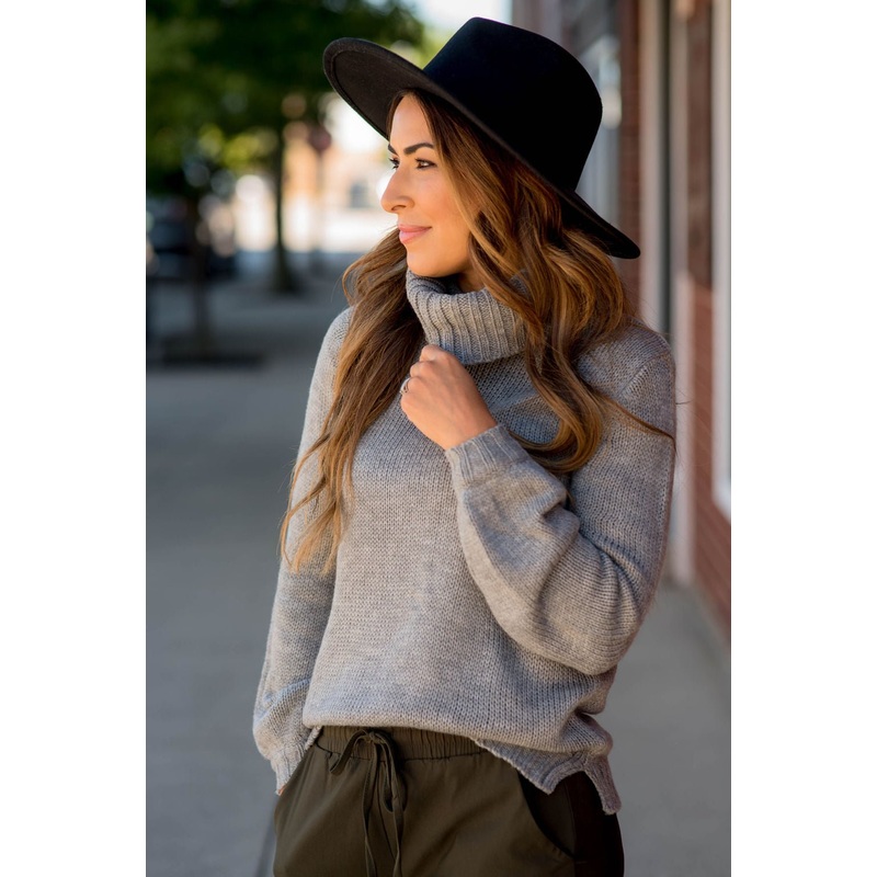 Side Slit Knit Cowl Neck Sweater Burgundy S