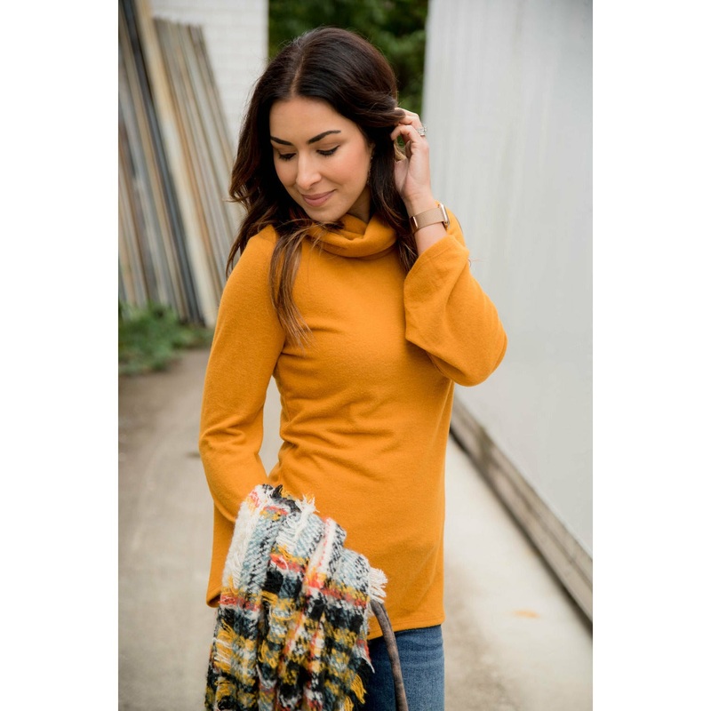 So Soft Simple Cowl Neck S Mustard