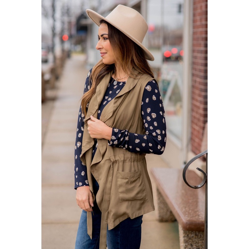 Tie Waist Vest Charcoal S