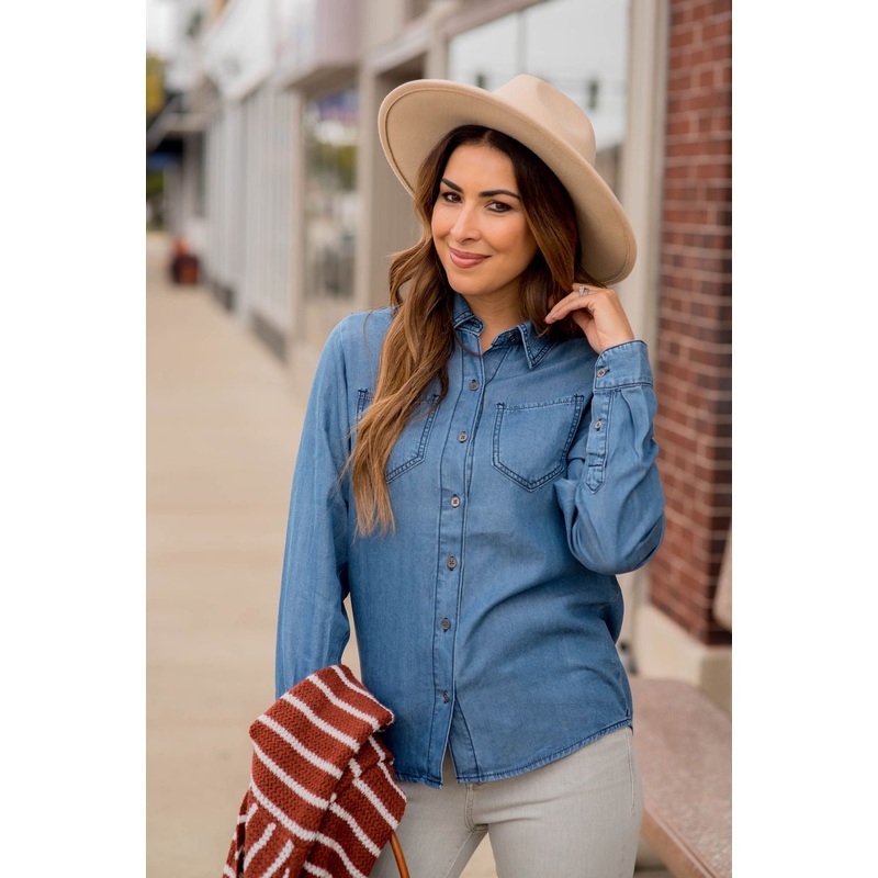 Two Pocket Denim Button Up XS