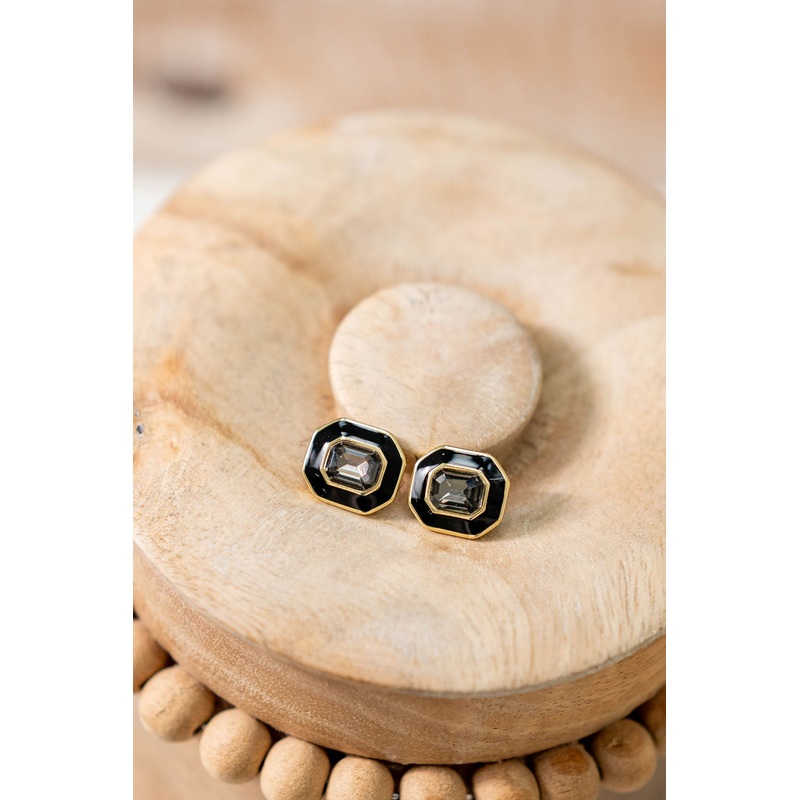 Back in Black Stud Earrings Black