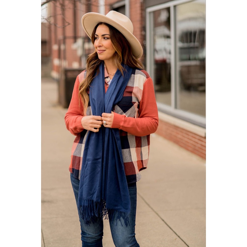Basic Twisted Fringe Scarf Mustard