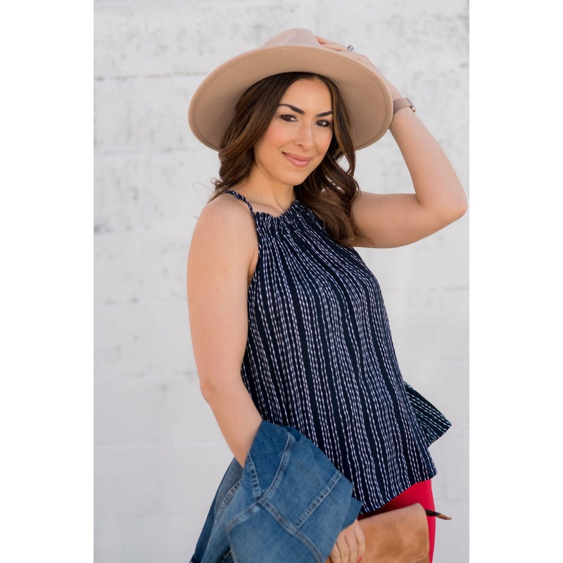 Vertical Striped Halter Tank S