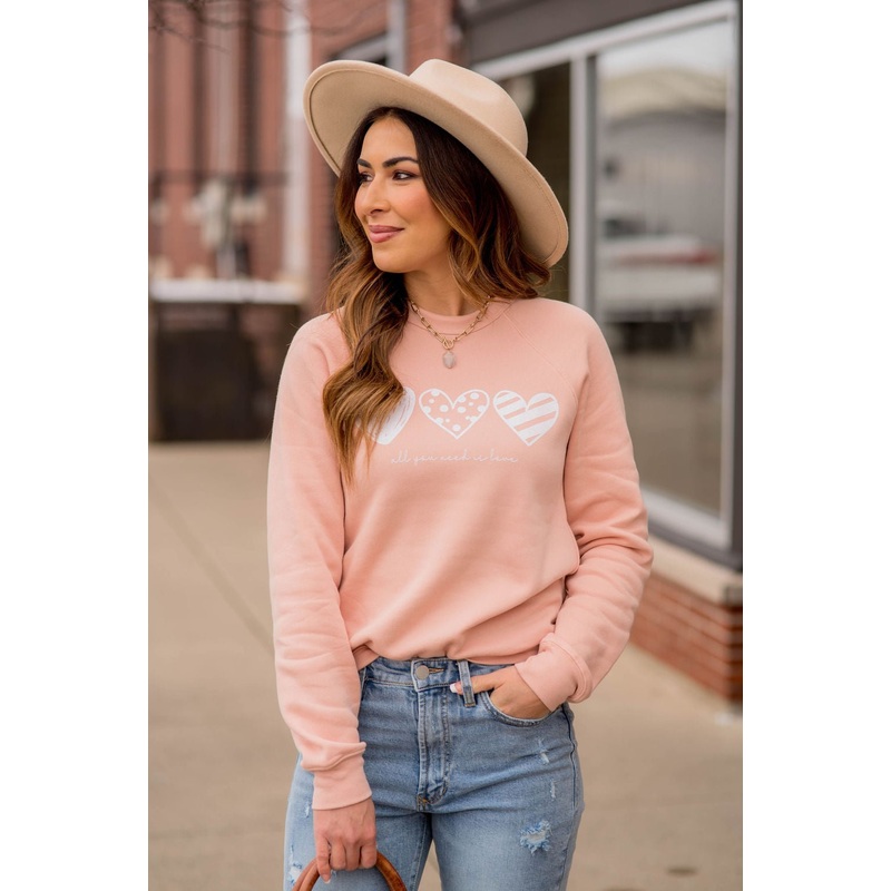 All You Need Is Love Graphic Crewneck Blush S