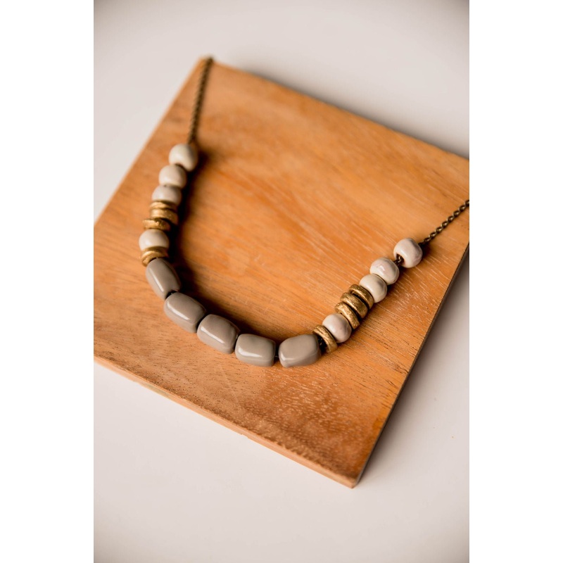 Bel Koz Assorted Beads Clay Necklace Blush