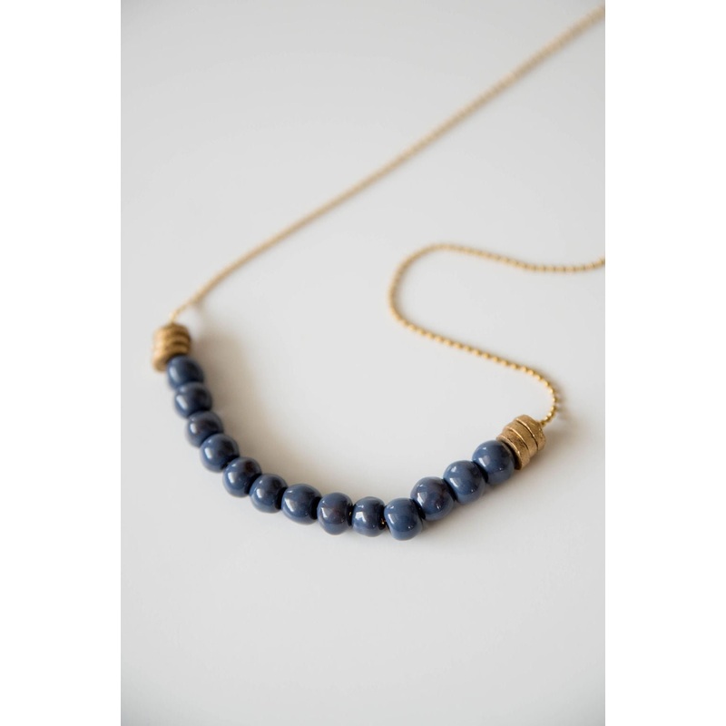 Bel Koz Single Strand Flat Bead Necklace Aqua