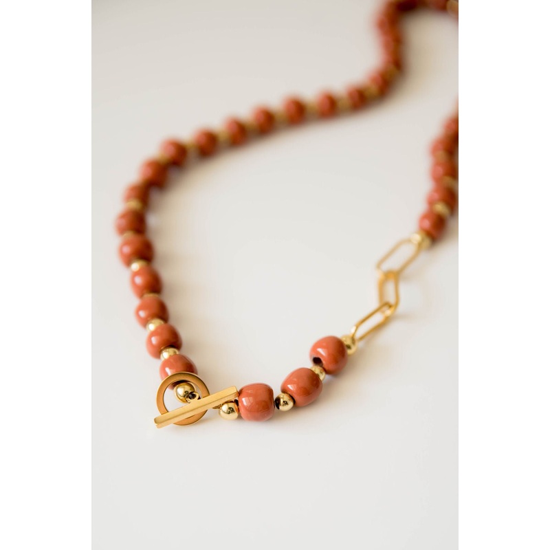 Bel Koz Single Strand Toggle Clay Necklace Aqua