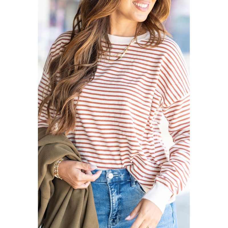 Better Together Striped Sweater Rust S