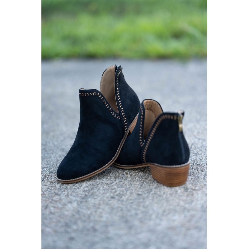 Bluffin Corkys Black Faux Suede Ankle Boot Black 6