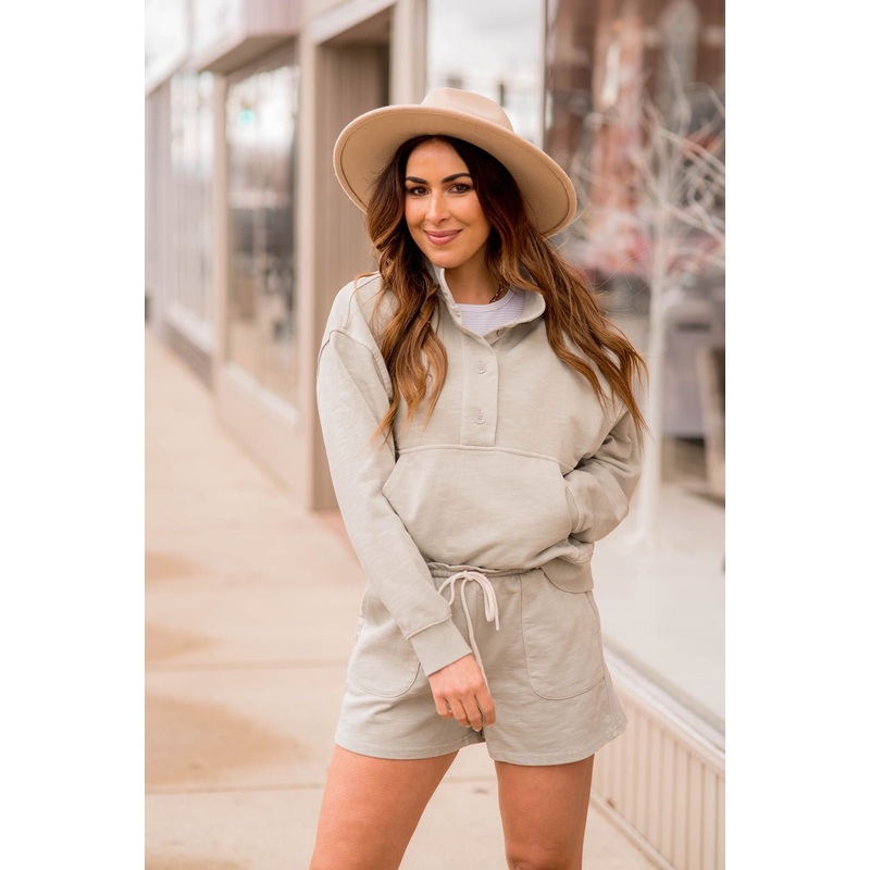 Vintage Wash Slub Pocket Accent Pullover Grey S