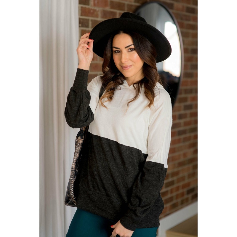 White Charcoal Blocked Hoodie S