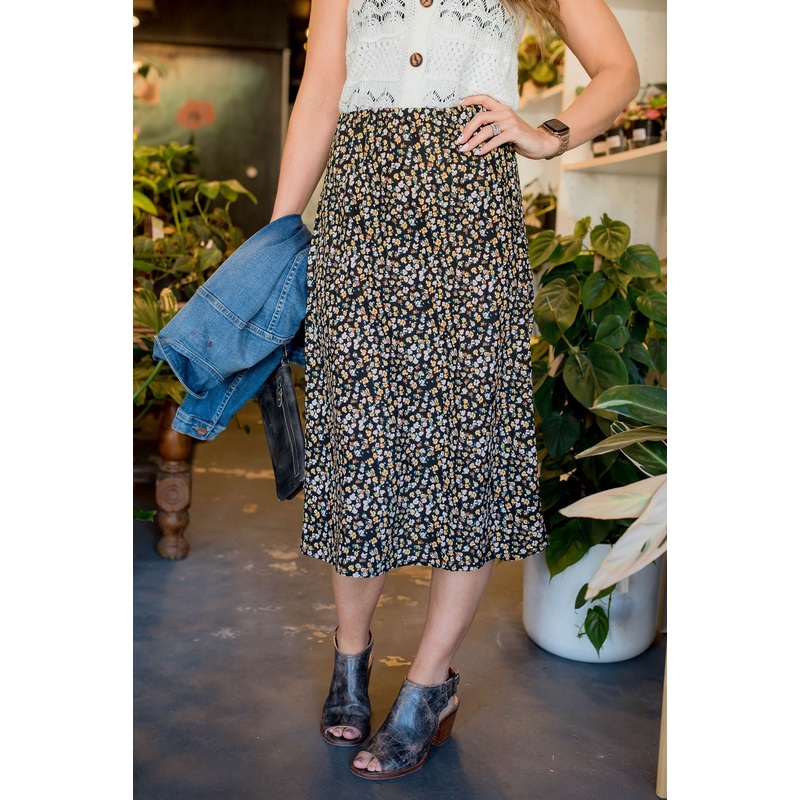 Wildflowers Midi Skirt Black S