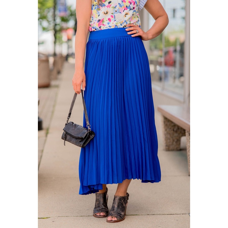 Basic Pleated Maxi Skirt Black S
