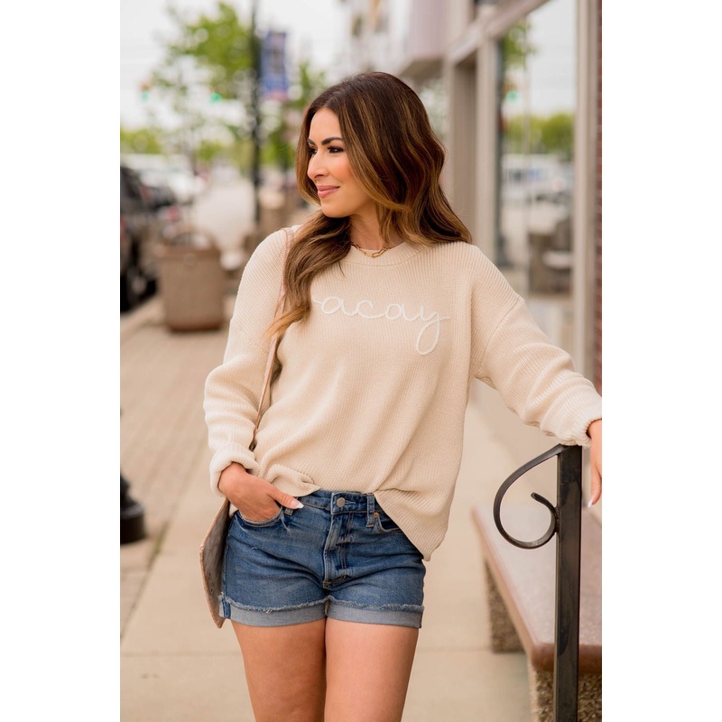 Vacay Stitched Sweater Navy S/M