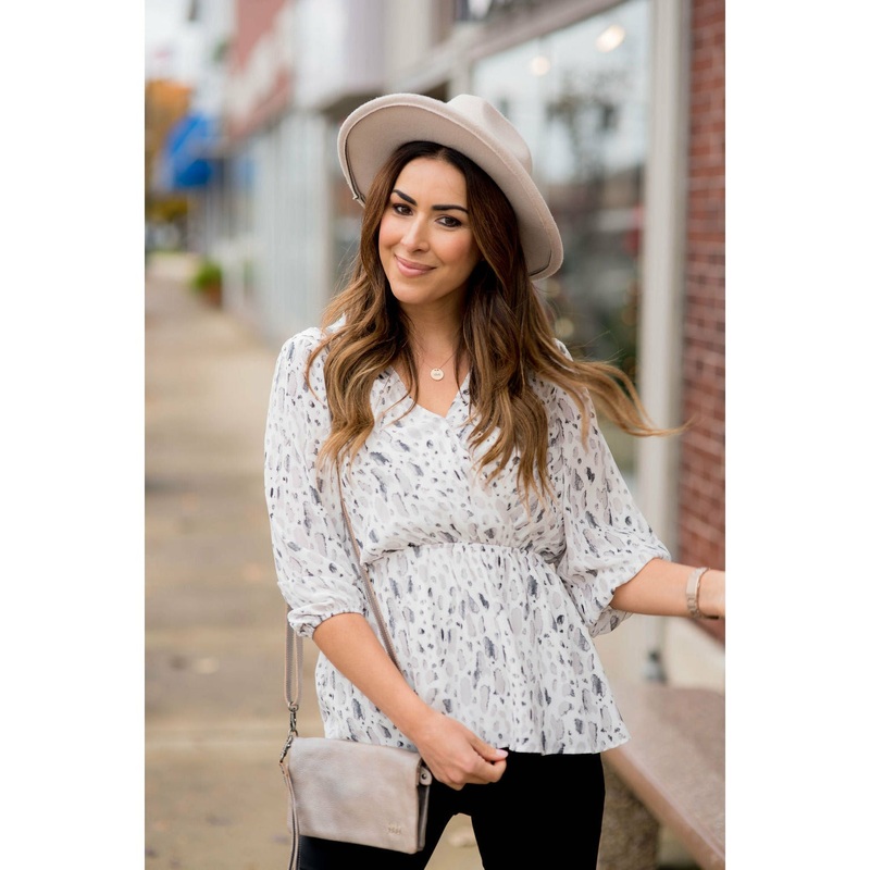 Watercolored Marble Wrapped 3/4 Blouse S