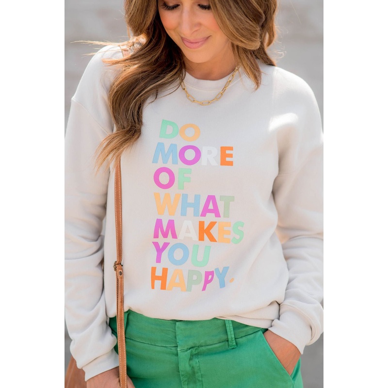 What Makes You Happy Graphic Crewneck Cream S