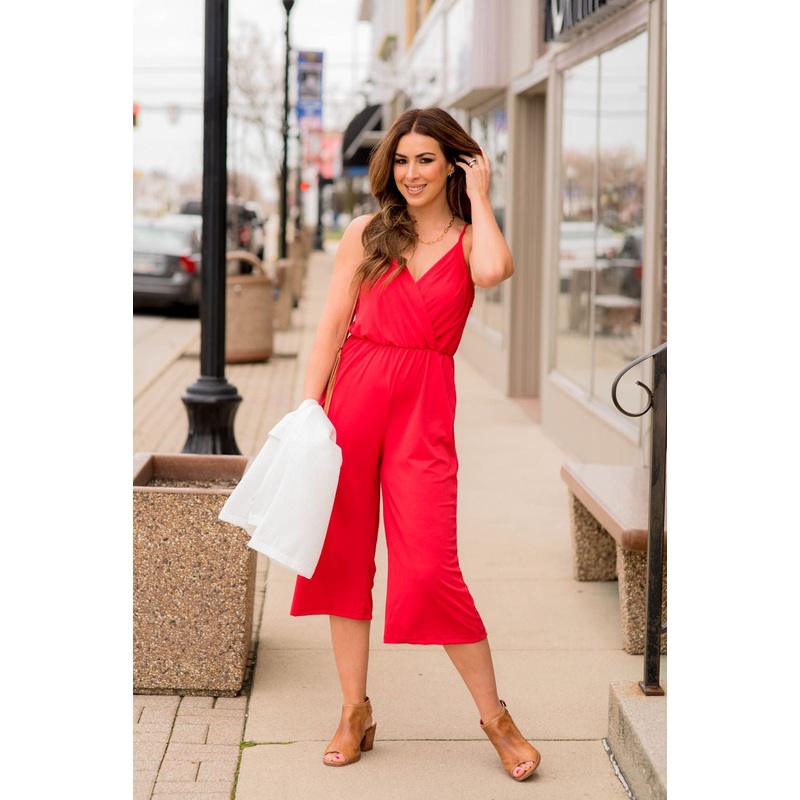 Wrap Top Cropped Jumpsuit Black S