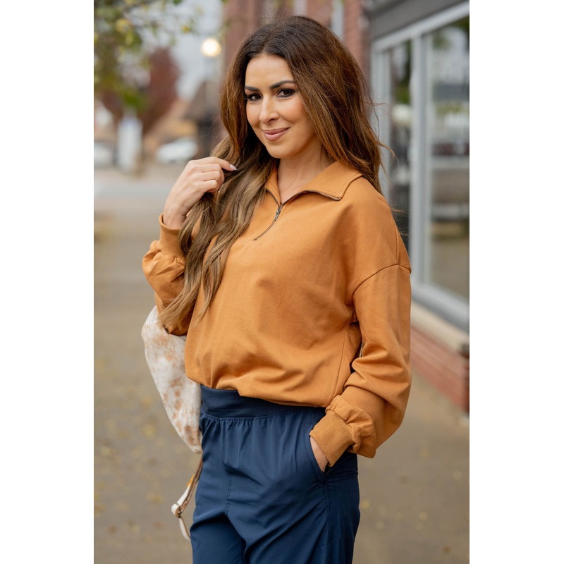 Balloon Sleeve Pullover Cognac S