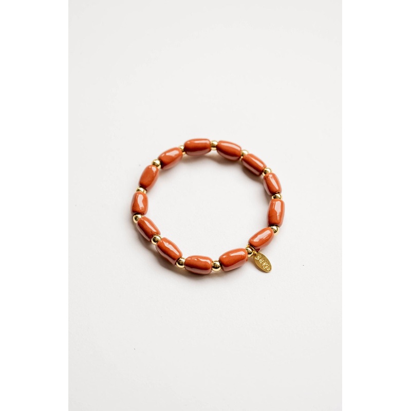 Bel Koz Elongated Clay Bead Bracelet Blush