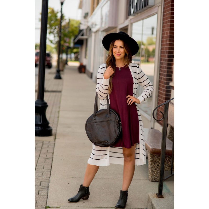 Thin Striped Tissue Cardigan XS White