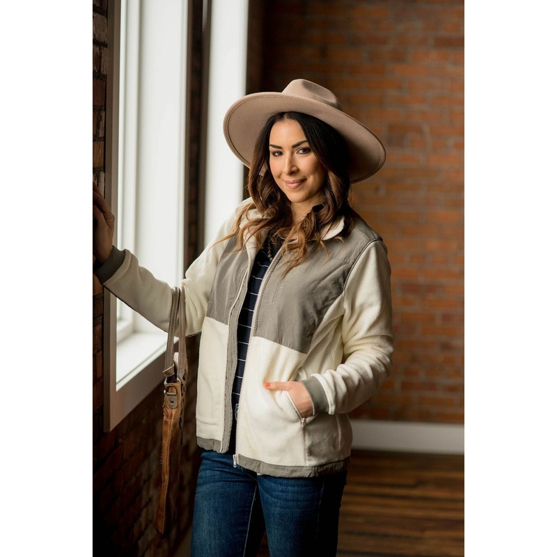 Two Toned Fleece Jacket S Navy