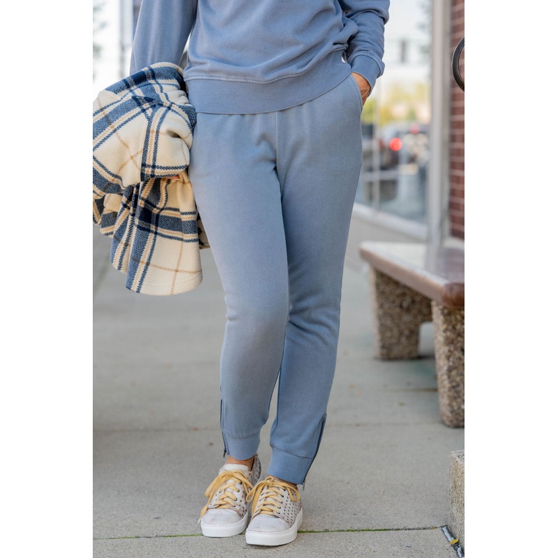 Zipper Bottom Joggers Dusty Teal S