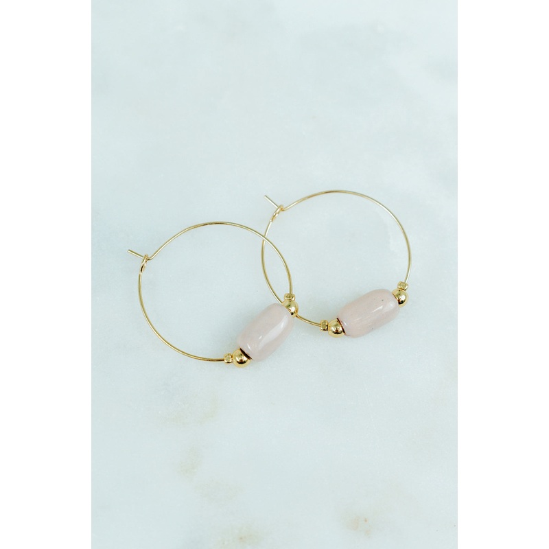 Bel Koz Oval Bead Hoop Earring Charcoal