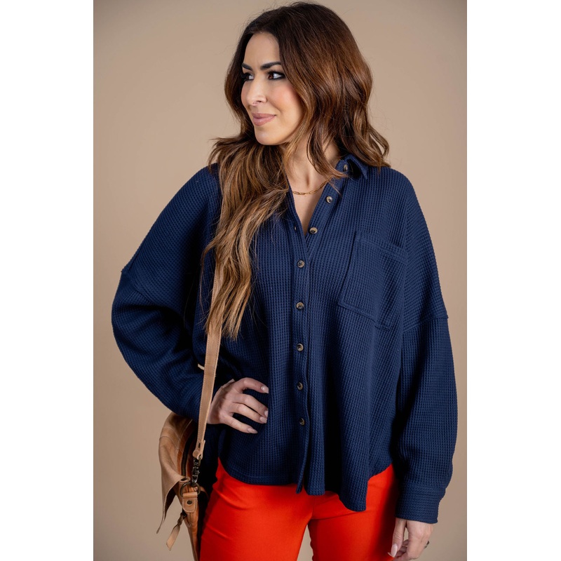 Thermal Oversized Shacket Charcoal S