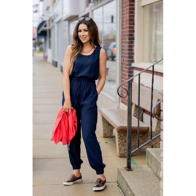 V Back Jogger Jumpsuit Black S