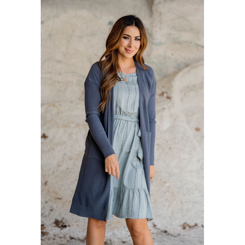 Waffled Two Pocket Tunic Cardigan Camel S
