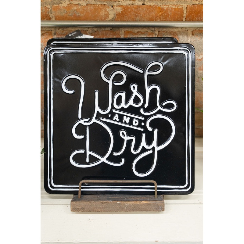 Wash And Dry Tin Sign Black
