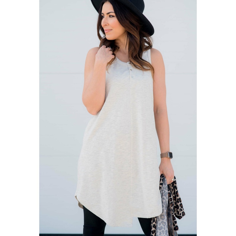 Asymmetrical Henley Tank Dress S