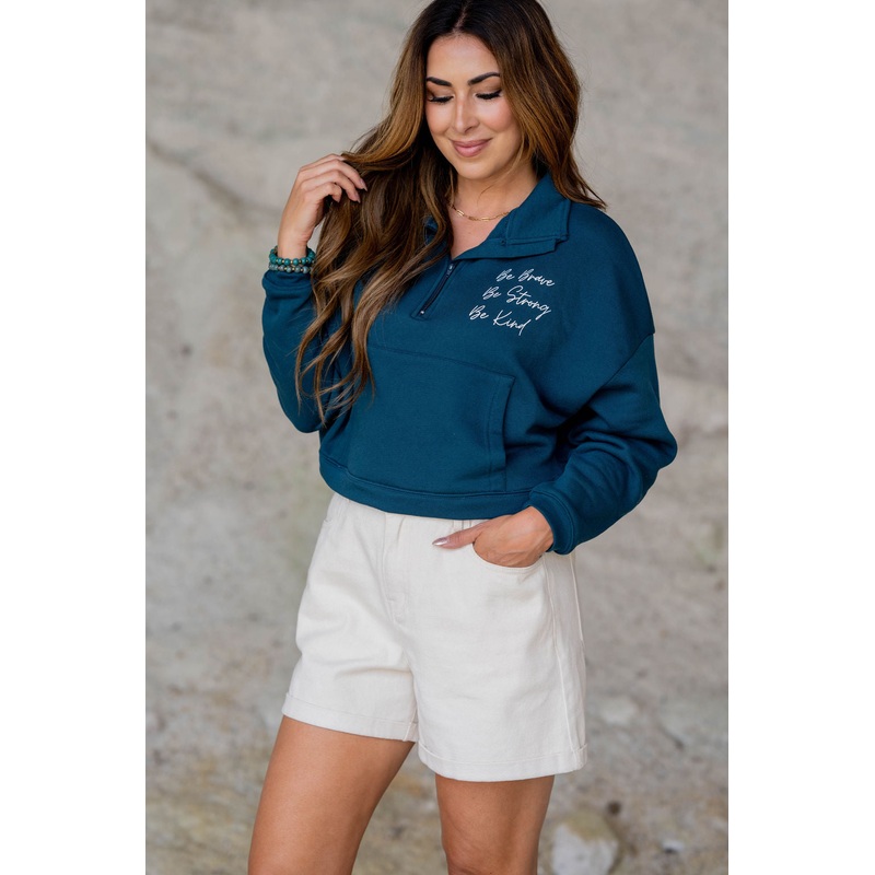 Be Brave Quarter Zip Pullover Navy S