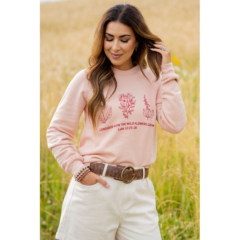 Wildflowers Graphic Crewneck Blush S