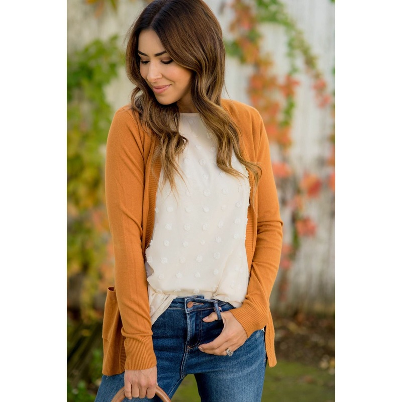 Betsey’s So Soft Pocket Cardigan Carmel S