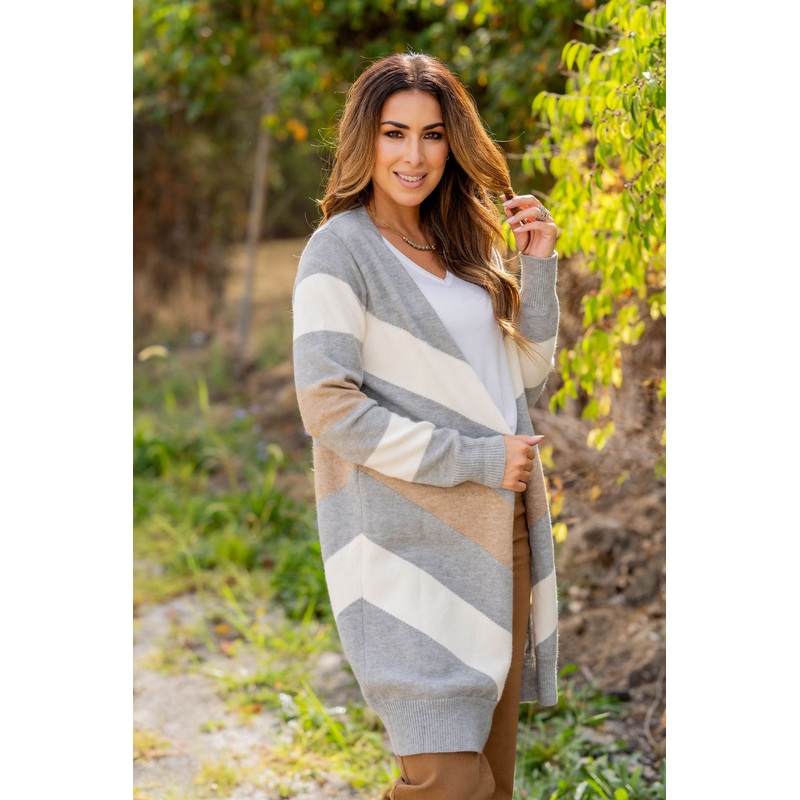Chevron Tunic Cardigan Gray S