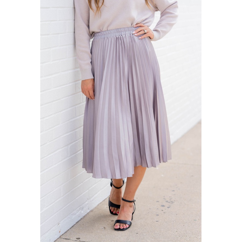 Classic Accordion Midi Skirt Beige S