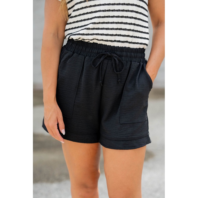 Classic Tie Waist Shorts Black S