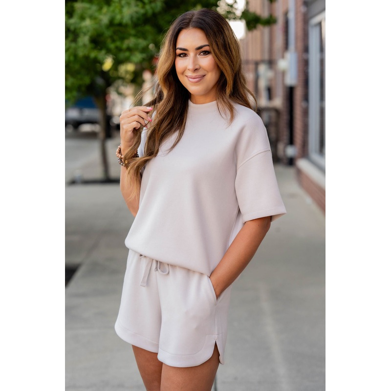 Side Slit Drawstring Shorts Black S