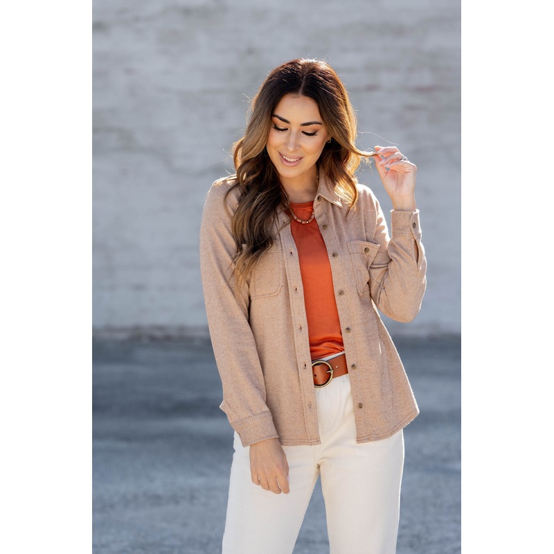 Vintage Washed Corded Shacket Olive S