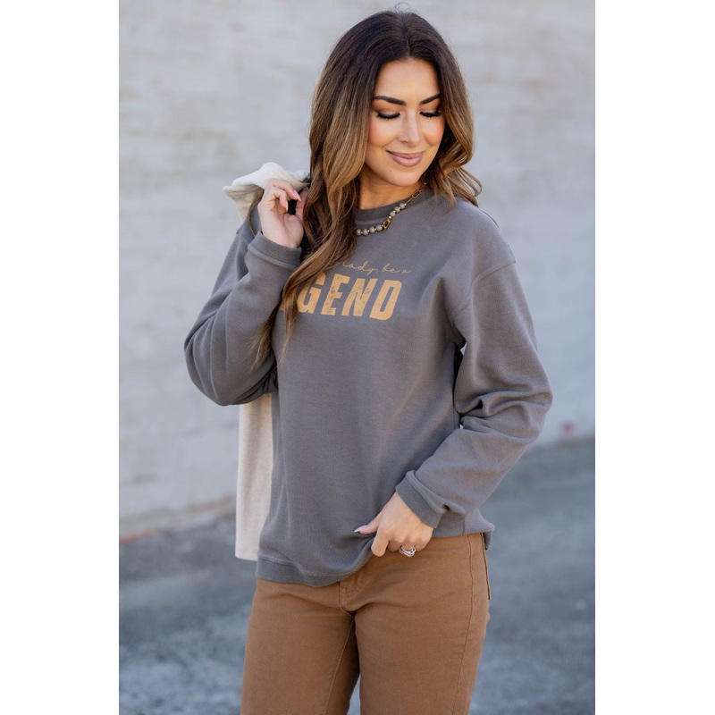 Be A Legend Ribbed Graphic Crewneck Charcoal S