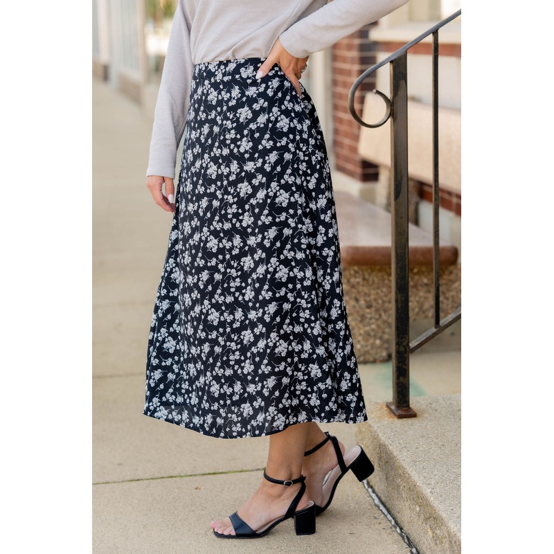 Classic Blossoms Maxi Skirt Black S