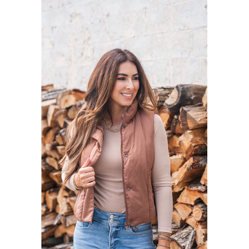 Embrace The Cold Puffer Vest Beige S