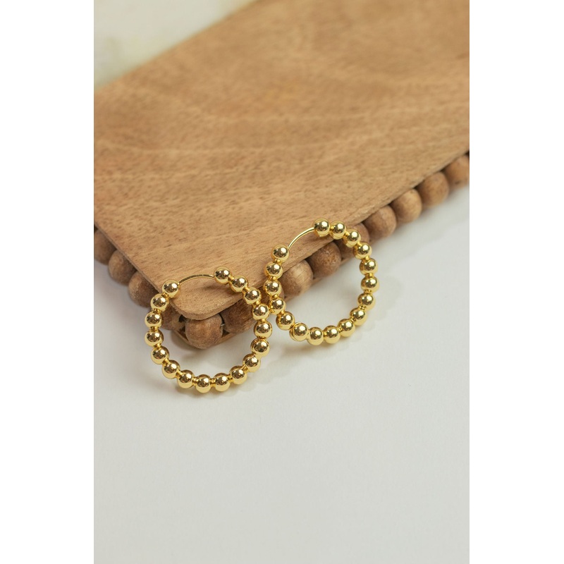 Beaded Hoop Earrings Gold