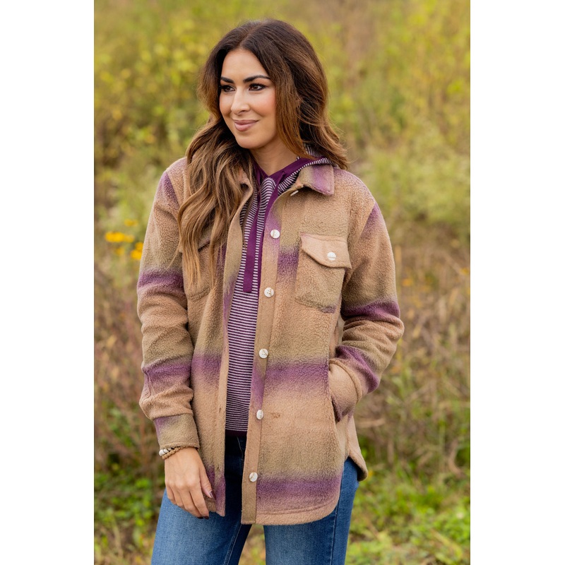 Bold Moves Plush Shacket Eggplant S