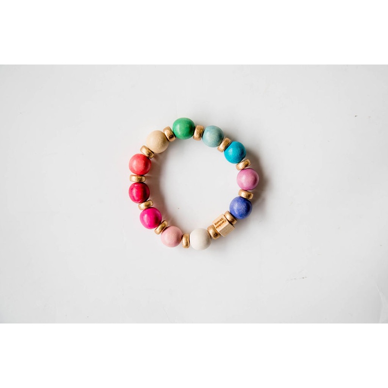 Multi Gold Accented Beaded Bracelet Kelly Green