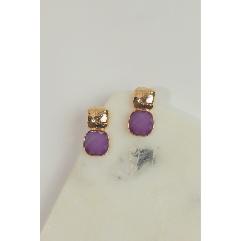 Plum Drops Dangle Earrings Black