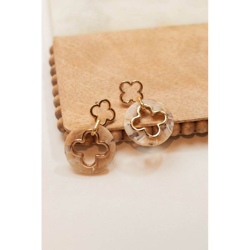 Punchout Quatrefoil Dangle Earrings Blush