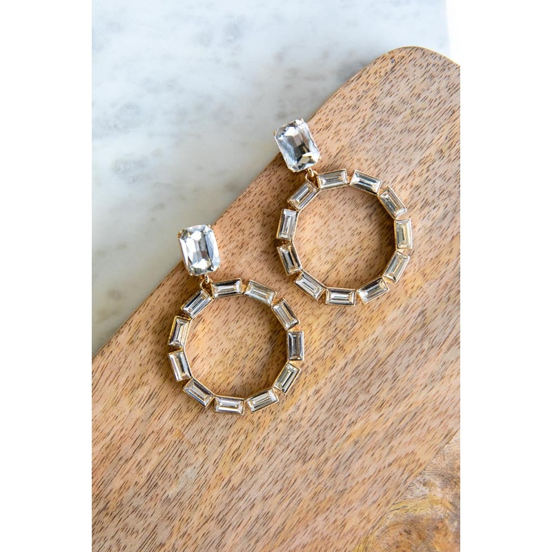 Riveting Stones Dangle Earrings Gold